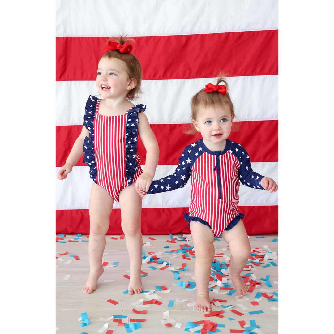 Long Sleeve Rash Guard with Front Zipper | Stars &amp; Stripes Party