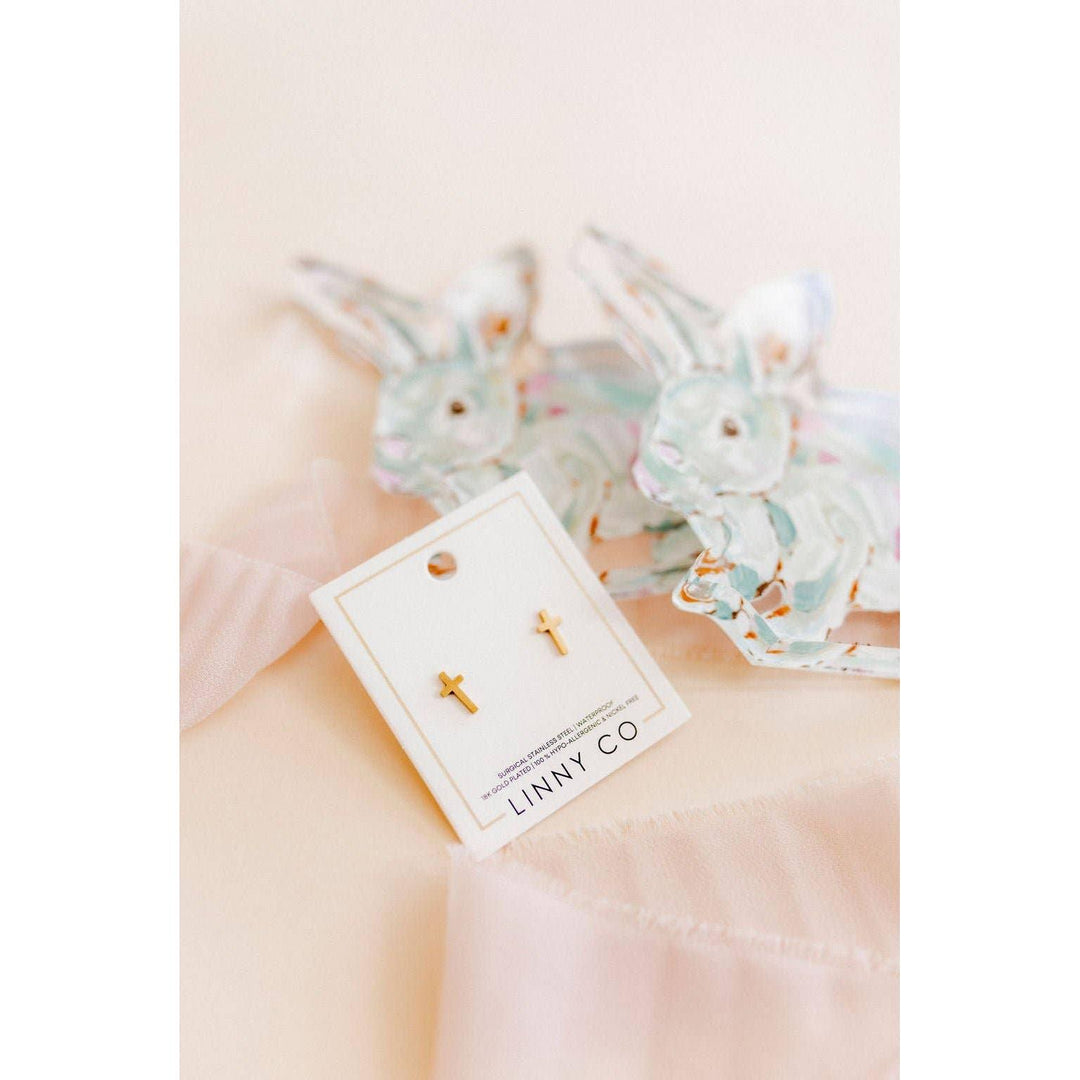 Screwback Stud Earrings - Catherine Cross Gold