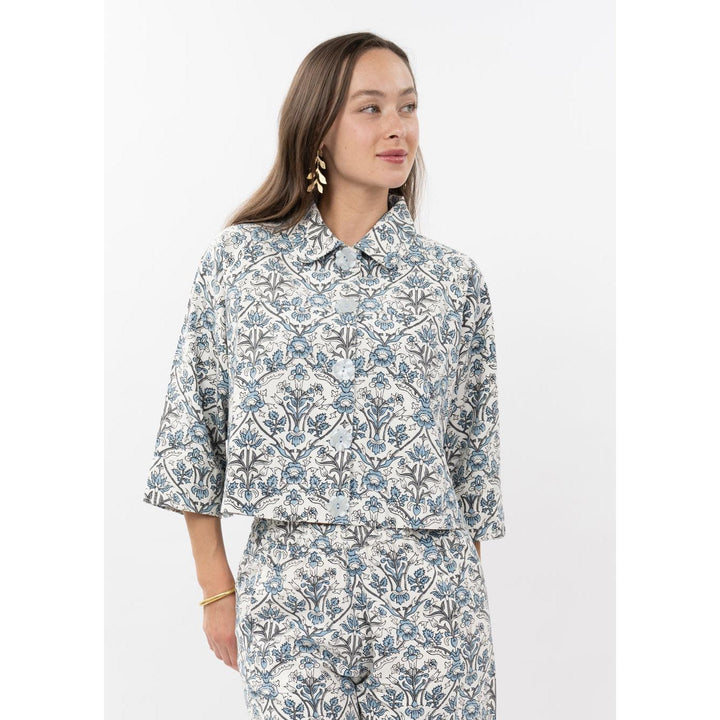 Ivy Jane Tole Swing Jacket - Blue &amp; Ivory Toile Print Lightweight Layer