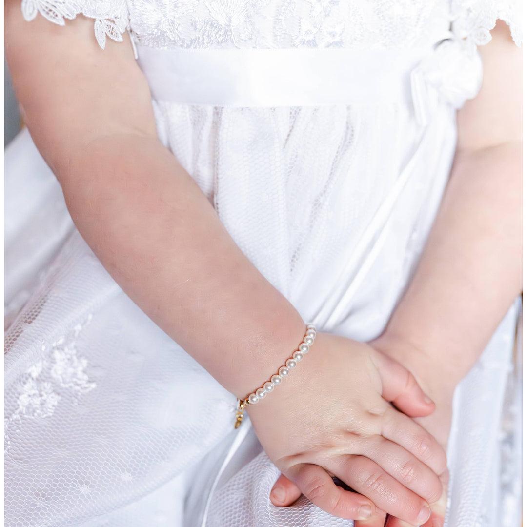 Kids 14K Gold-Plated Pearl Baby Bracelet Children&