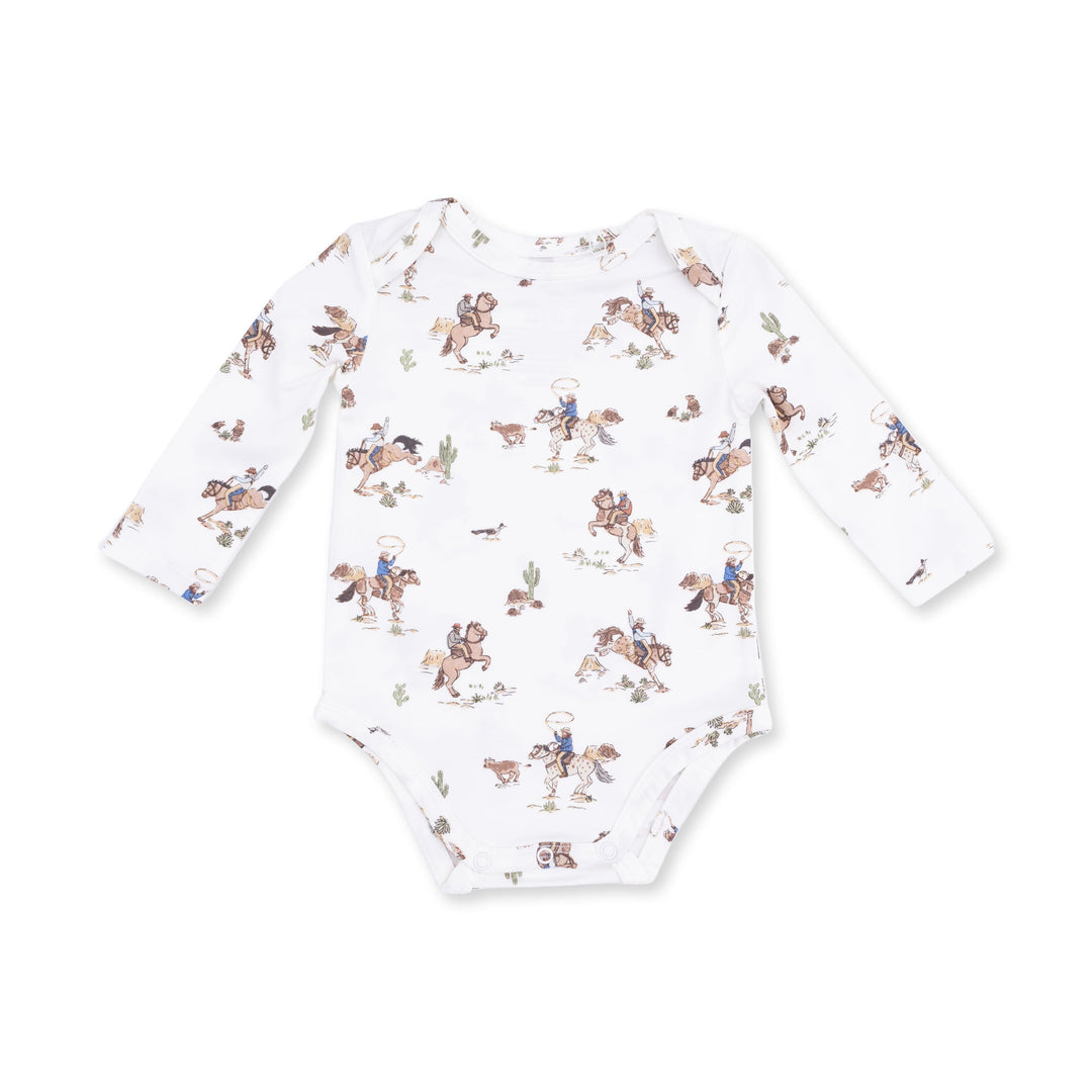Angel Dear Horse Wrangler Long Sleeve Cowboy Romper Cream