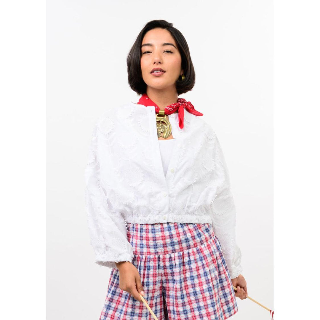 Ivy Jane Sundance Jacket in white poplin featuring a tailored fit and button-front closure.