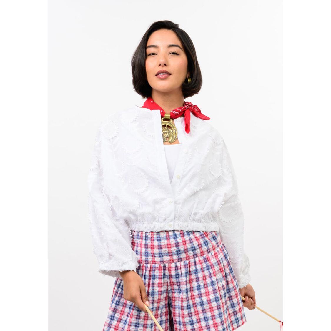 Ivy Jane Sundance Jacket in white poplin featuring a tailored fit and button-front closure.