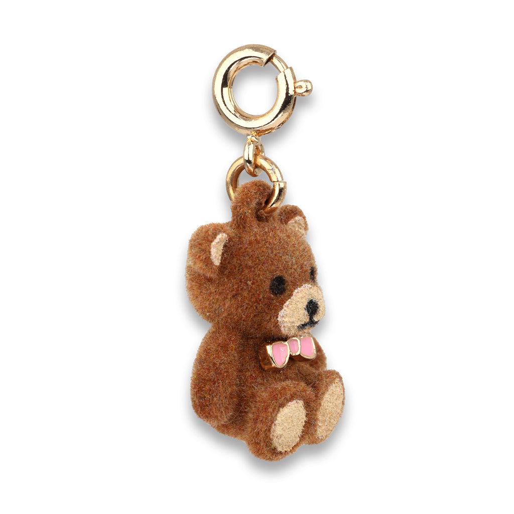 Side view of the Charm It Fuzzy Bear charm showing its soft flocked texture