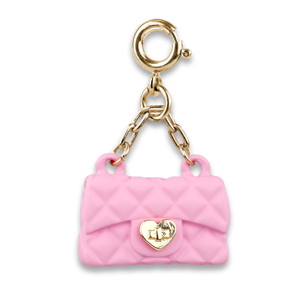 Charm It Gold Pink Purse charm, a quilted pink handbag charm for girls bracelets