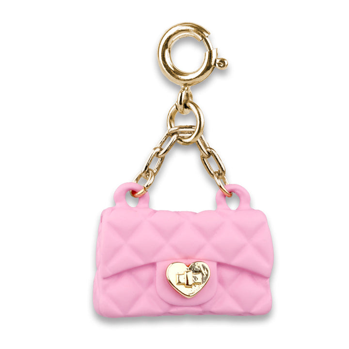 Charm It Gold Pink Purse charm, a quilted pink handbag charm for girls bracelets