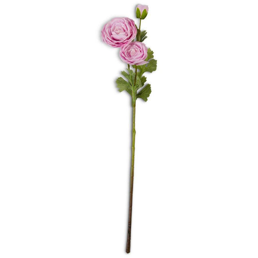 K&K Interiors 25" Pink Real Touch Triple Bloom Ranunculus Stem