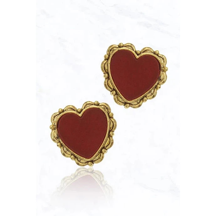Gold (White Gold) Dipped Brass Heart Post Earrings