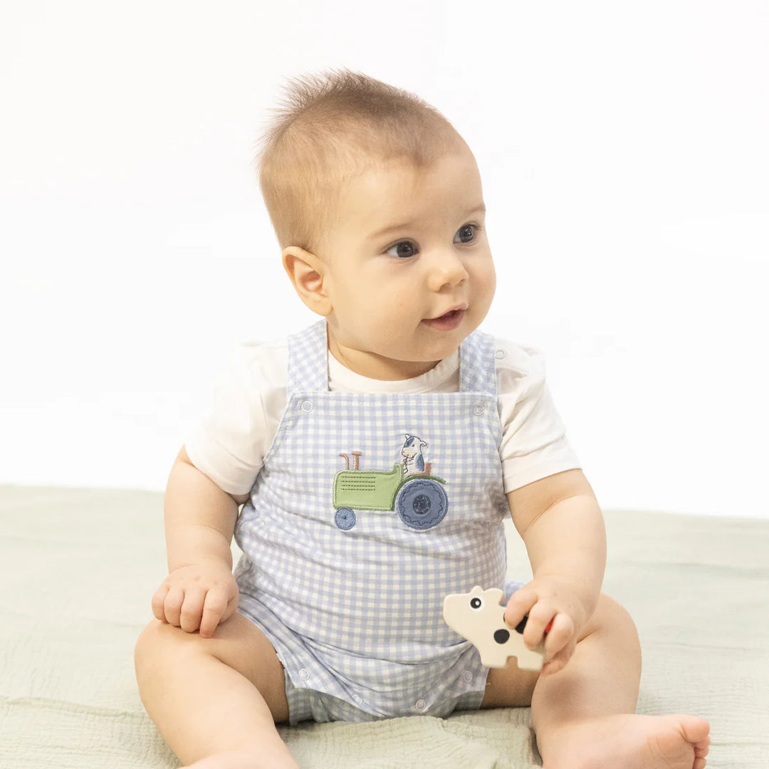 Farm Animals Bamboo Overall Shortie &amp; Bodysuit Set | Angel Dear