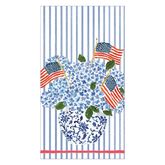 Flags and Hydrangeas Paper Guest Towel Napkins - 15 Per Package