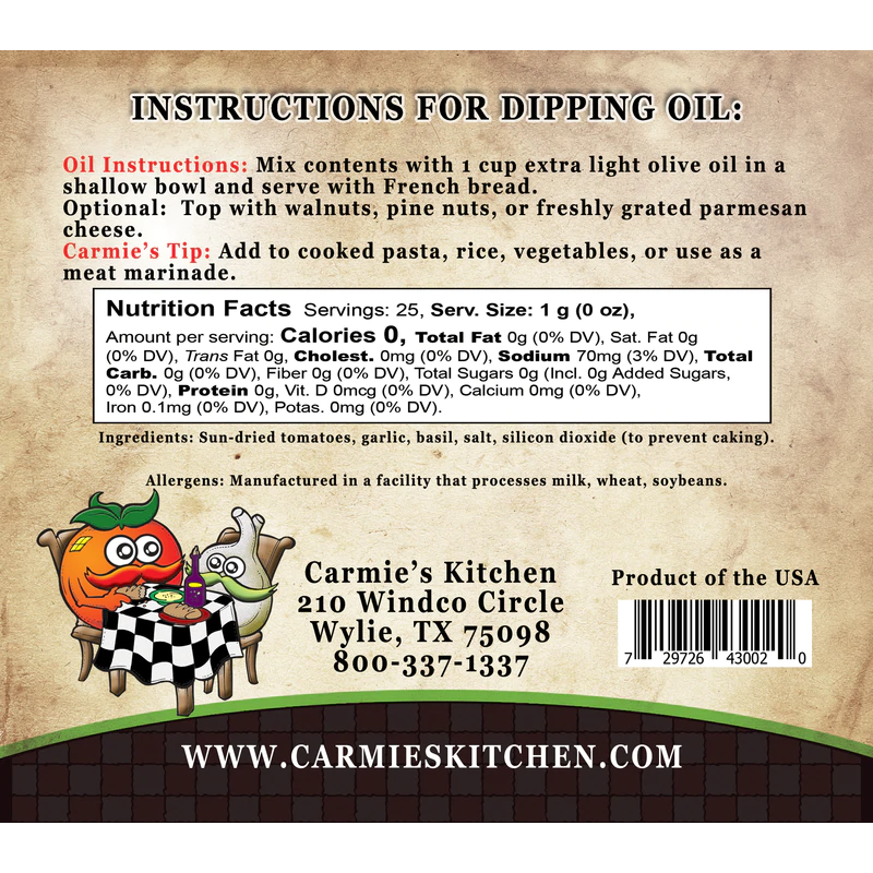 Sundried Tomato Dipping Oil Seasoning