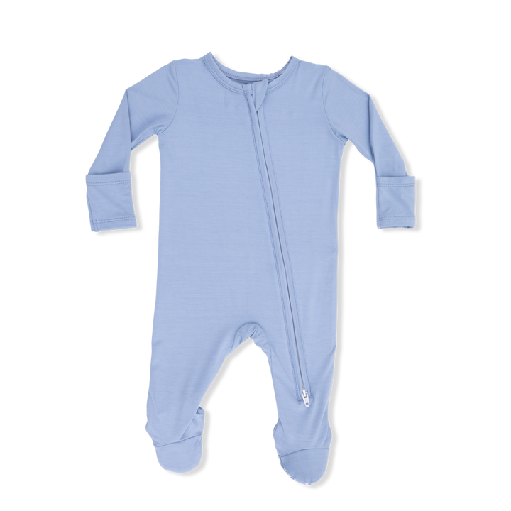 Angel Dear Solid Blue Fog — 2 Way Zipper Footie