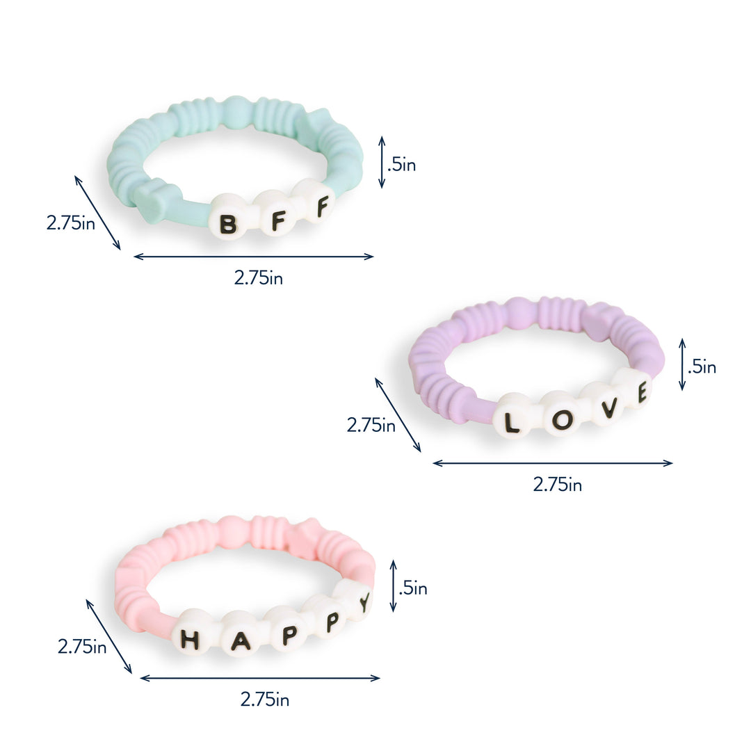 Itzy Ritzy Bitzy Bands™ - Silicone Teething Rings Friendship Bracelet Set