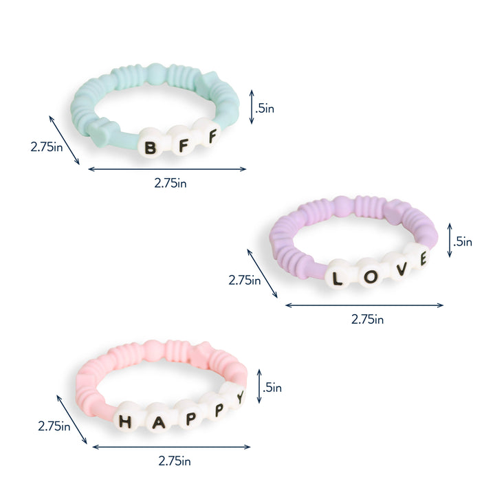 Itzy Ritzy Bitzy Bands™ - Silicone Teething Rings Friendship Bracelet Set