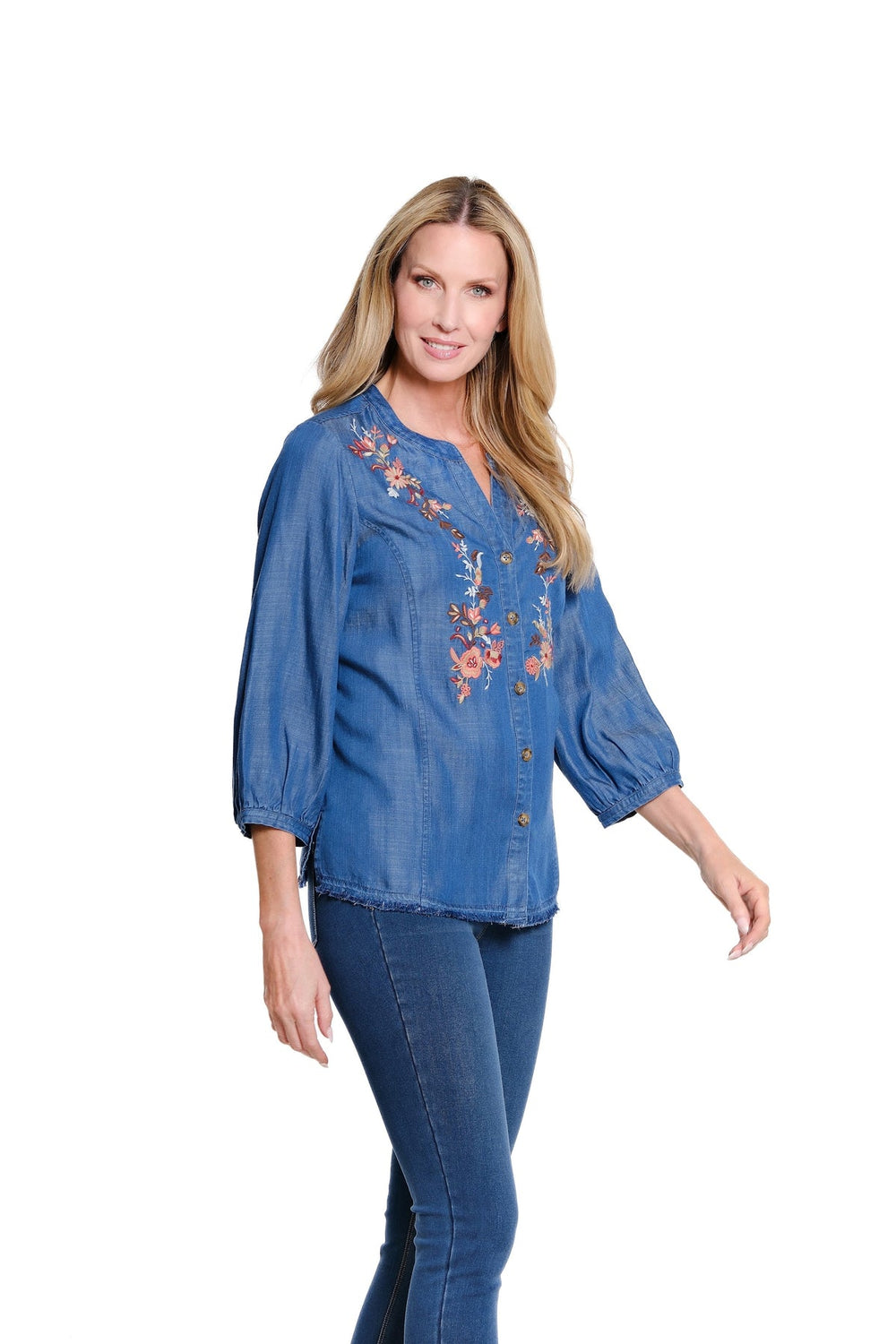 Multiples Multi Band Collar Embroidered Woven Shirt - Detail