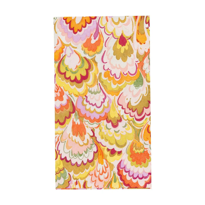 Marbled Ceramica Raspberry &amp; Chartreuse Guest Towel Napkins - 15 Per Package