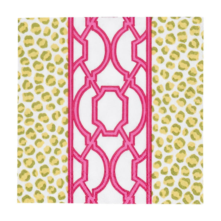 Knots And Spots Green &amp; Fuchsia Cocktail Napkins - 20 Per Package