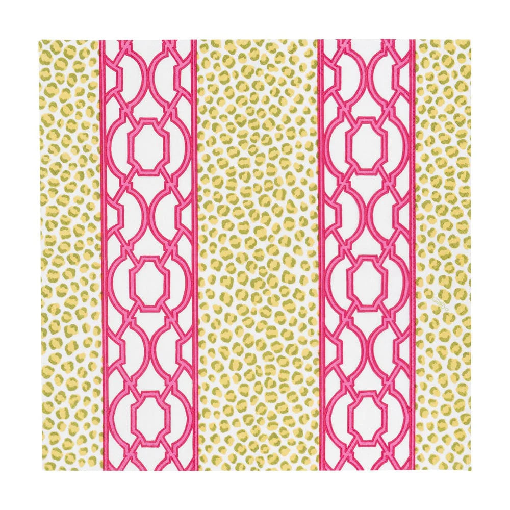 Knots And Spots Green &amp; Fuchsia Cocktail Napkins - 20 Per Package