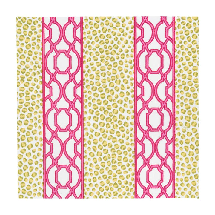 Knots And Spots Green &amp; Fuchsia Cocktail Napkins - 20 Per Package