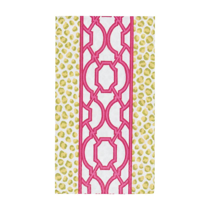 Knots And Spots Green &amp; Fuchsia Guest Towel Napkins - 15 Per Package