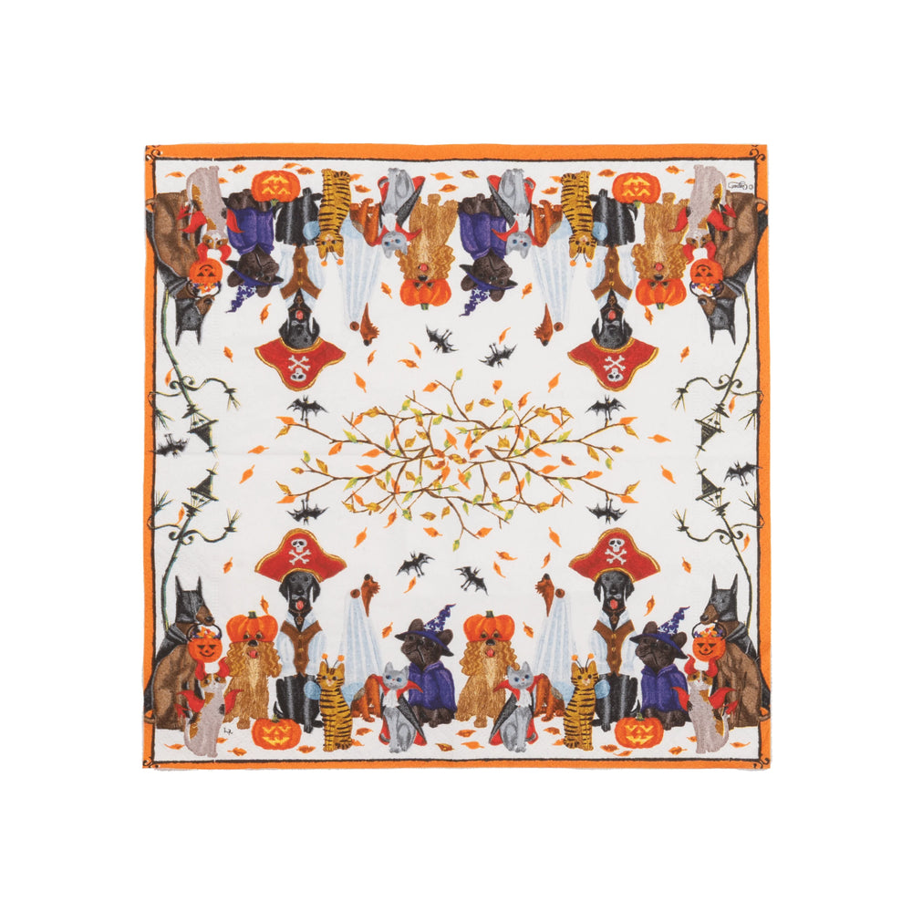 Caspari Halloween Pets recycled paper cocktail napkins perfect for not-too-spooky Halloween parties.