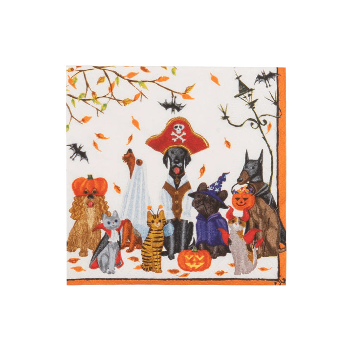 Caspari Halloween Pets recycled paper cocktail napkins perfect for not-too-spooky Halloween parties.