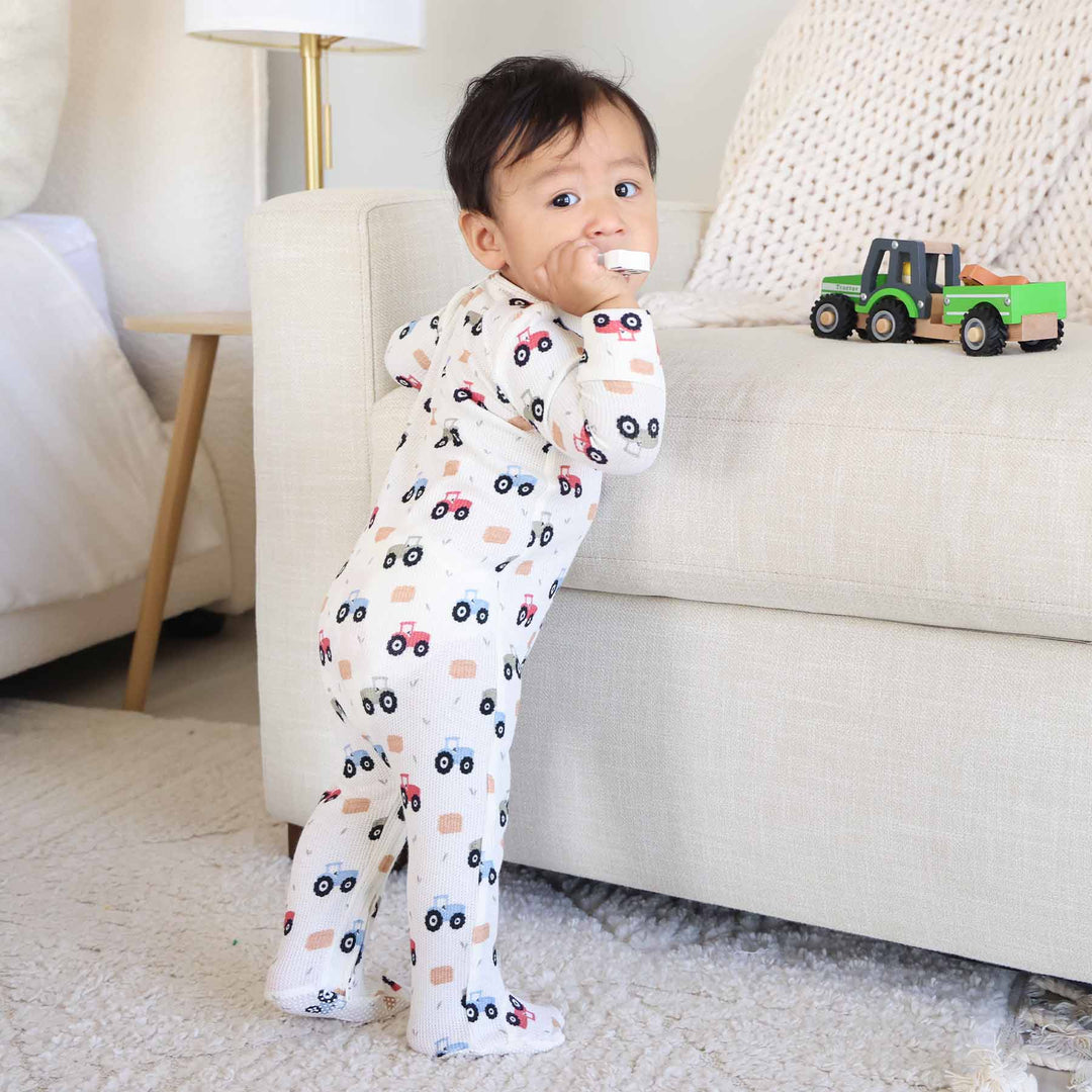 Little Farmer Bamboo Waffle Zipper Footie