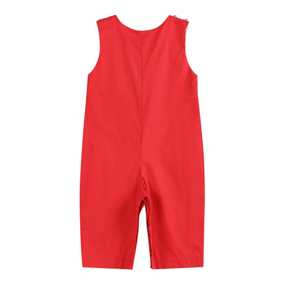 Red Santa Smocked Overalls