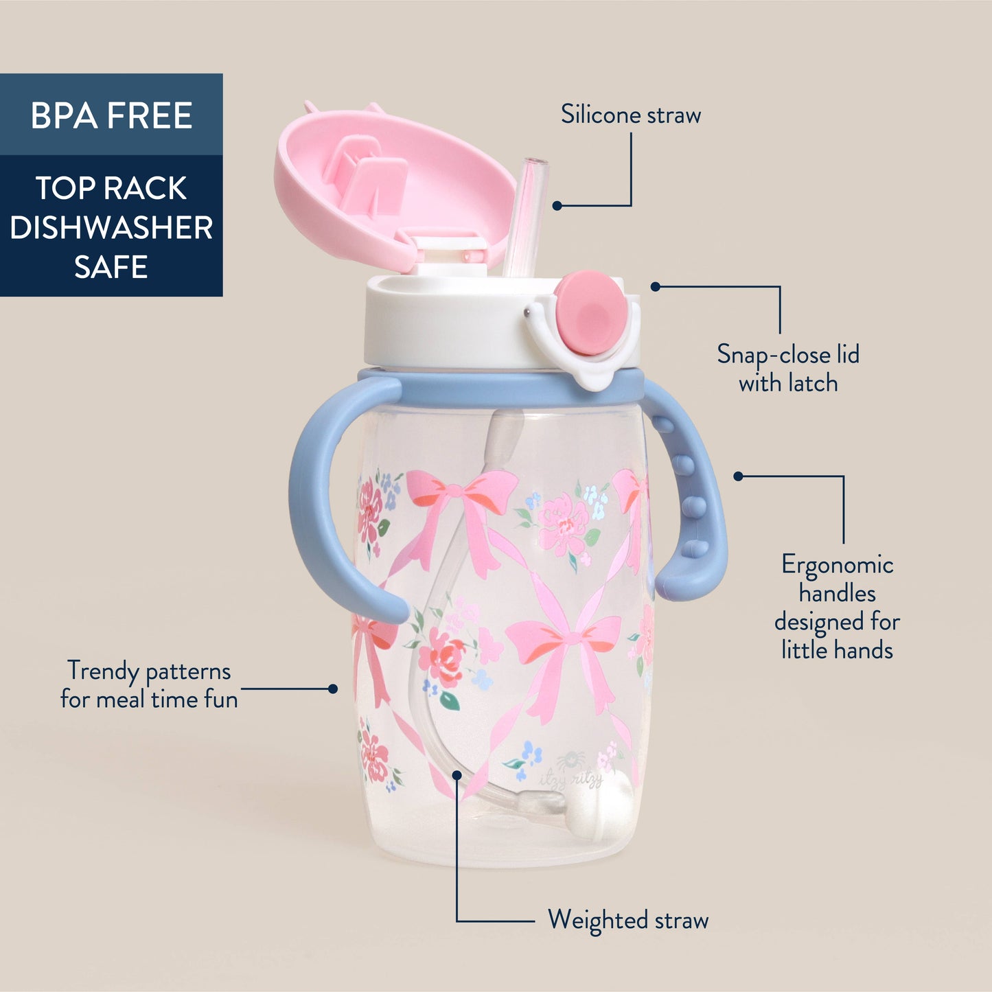 Itzy Ritzy Itzy Sips™ Weighted Straw Cup with Snap-Close Lid