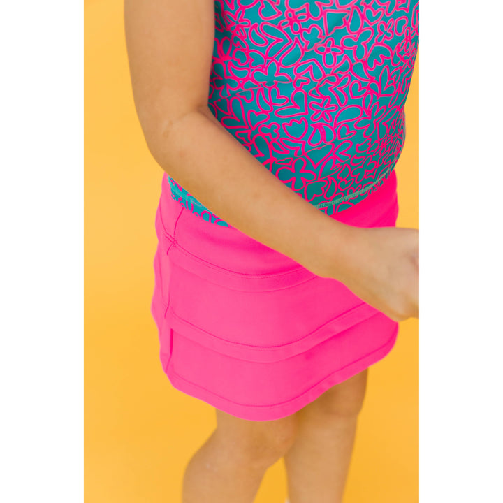 Girls Neon Magenta Active Skort