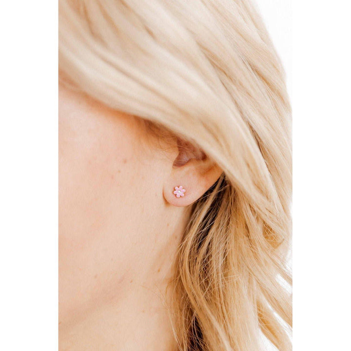 Screwback Stud Earrings - Alli Pink