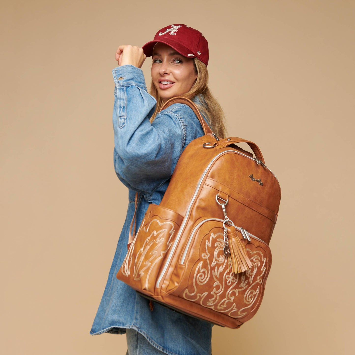 Itzy Ritzy Boss Plus™ Large Diaper Bag Backpack - Nash Saddle Vegan Leather