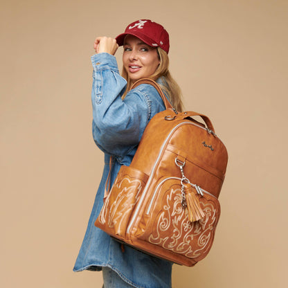 Itzy Ritzy Boss Plus™ Large Diaper Bag Backpack - Nash Saddle Vegan Leather