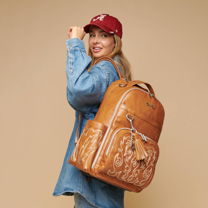 Itzy Ritzy Boss Plus™ Large Diaper Bag Backpack - Nash Saddle Vegan Leather
