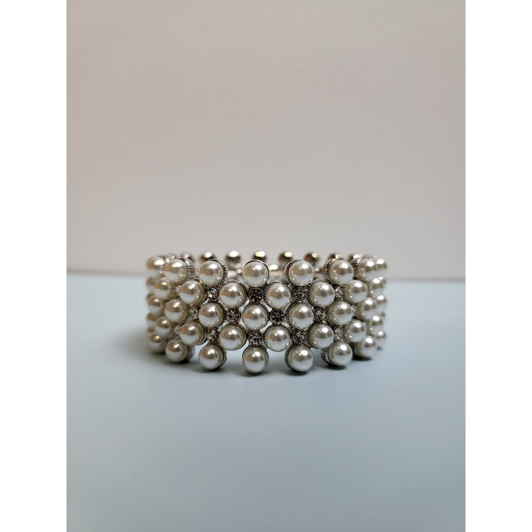 Pearl Stretch Bracelet - 1 1/4" Wide
