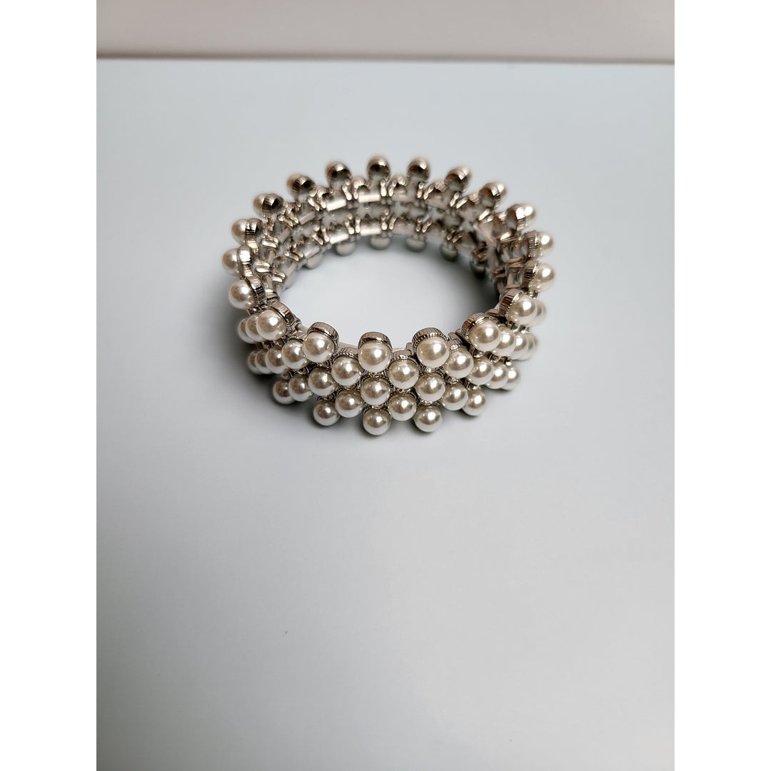 Pearl Stretch Bracelet - 1 1/4" Wide