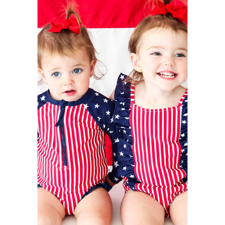 Long Sleeve Rash Guard with Front Zipper | Stars &amp; Stripes Party