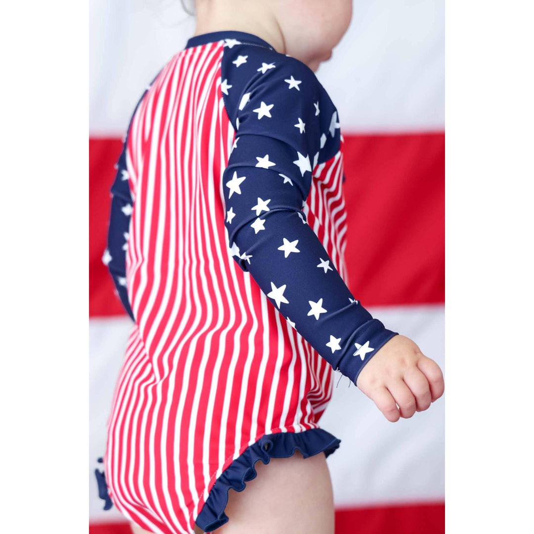 Long Sleeve Rash Guard with Front Zipper | Stars &amp; Stripes Party
