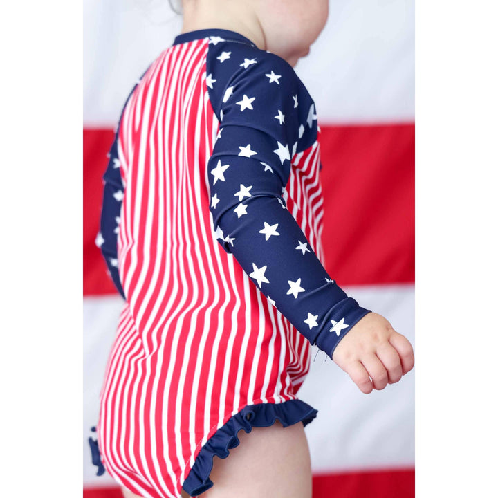 Long Sleeve Rash Guard with Front Zipper | Stars &amp; Stripes Party
