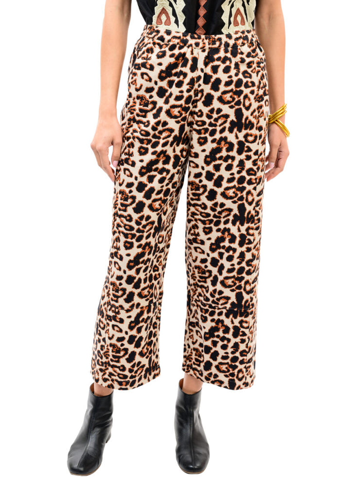 Ivy Jane Leopard Barrel Pant Tan front