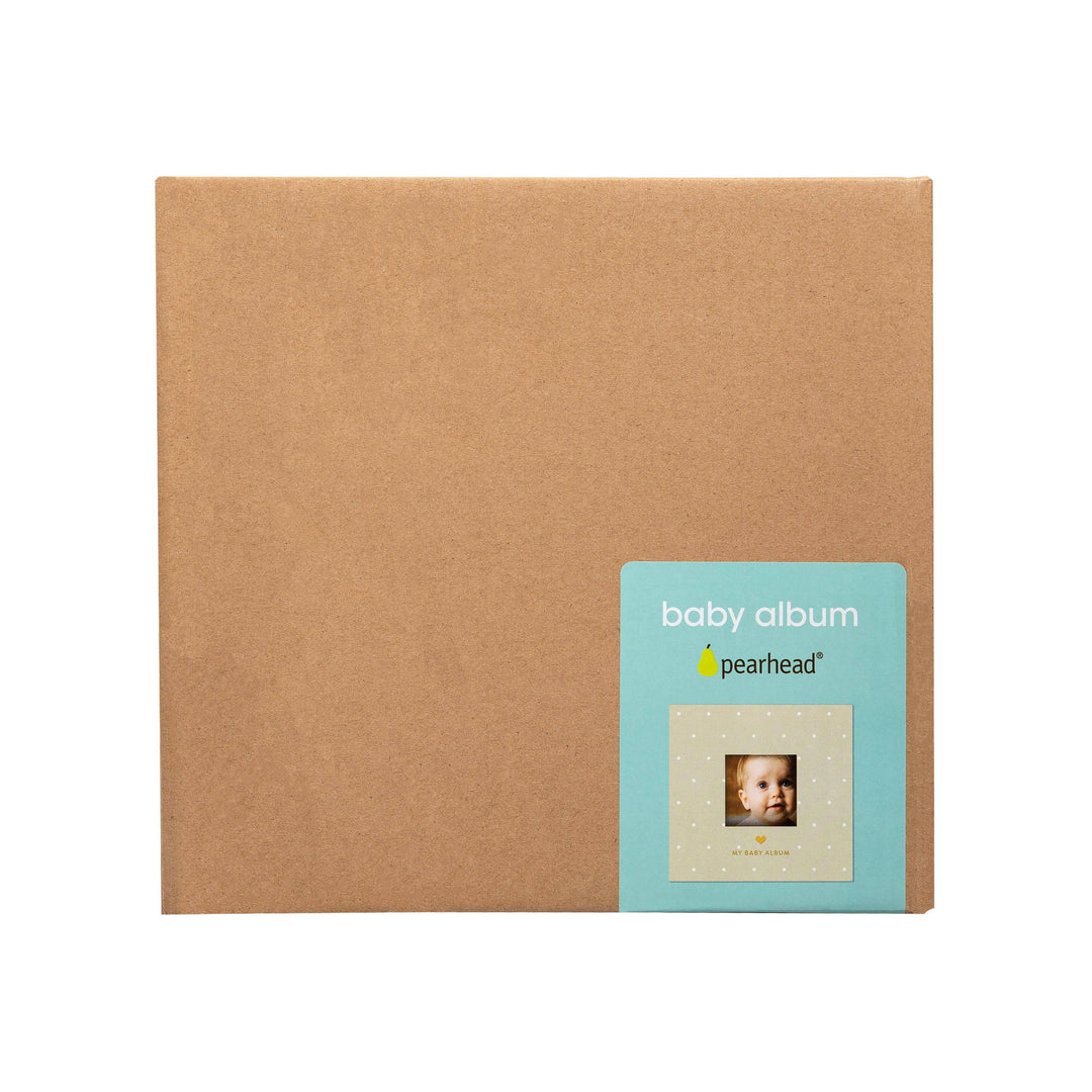 Baby Photo Album Keepsake — Gray Polka Dot with Cover Photo Window