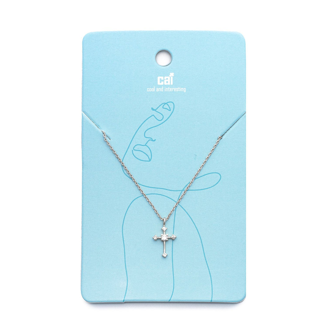 silver cross sparkly necklace