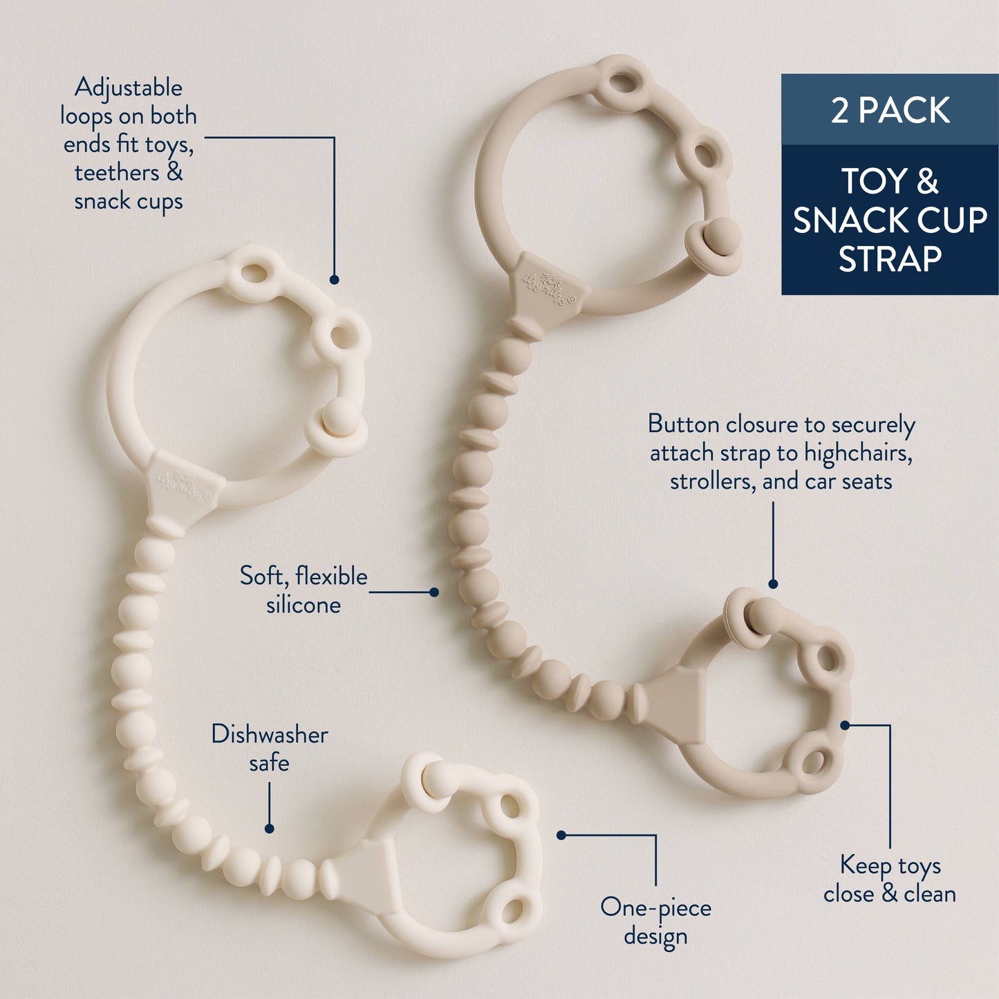 Itzy Ritzy Itzy Strap Pack™ - Silicone Toy & Snack Cup Security Strap (2-Pack)