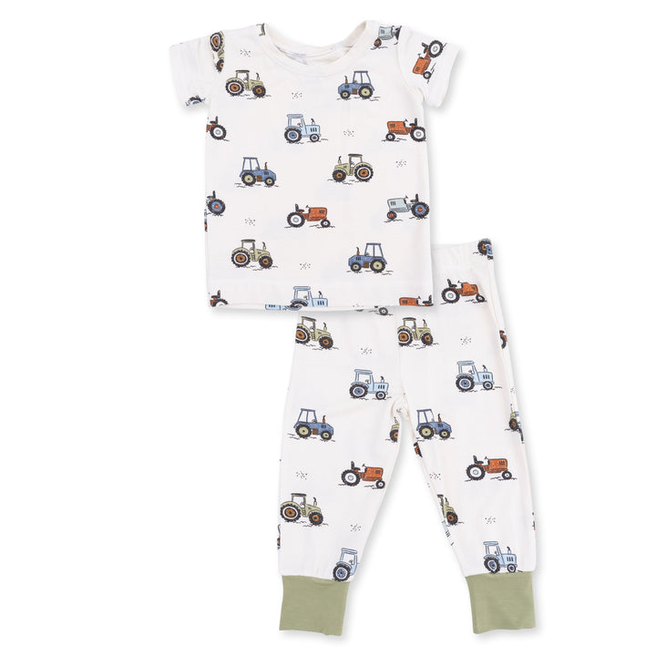 Angel Dear Future Farmer Convertible Romper Beige &amp; Green