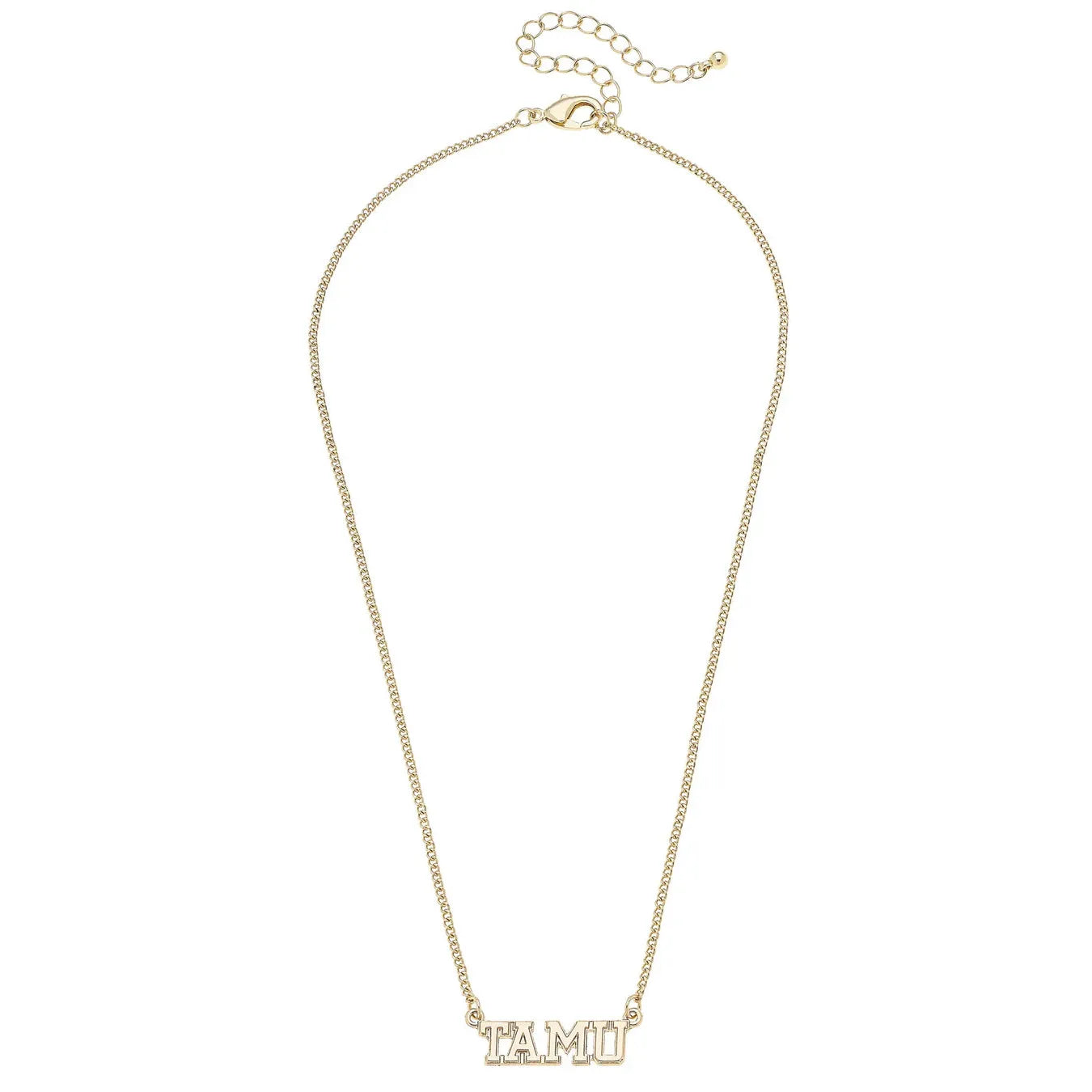 Texas A&M Aggies Varsity Outline Necklace in Shiny Gold