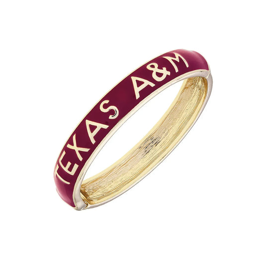 Texas A&M Aggies Sculpted Enamel Hinge Bangle in Maroon