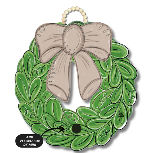 DK Mocha Bow Wreath Door Hanger (With Velcro for a Mini)