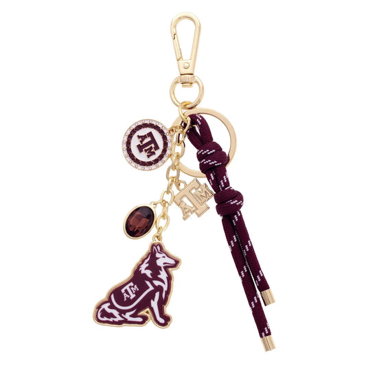 Texas A&M Aggies Cluster Bag Charm in Maroon & Shiny Gold