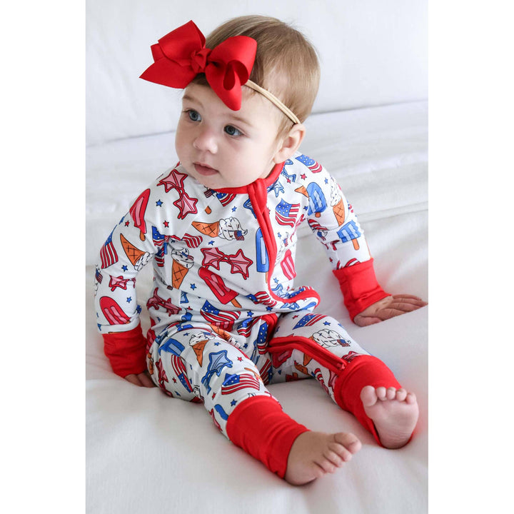 Convertible Zip Romper | Red, White &amp; Cool