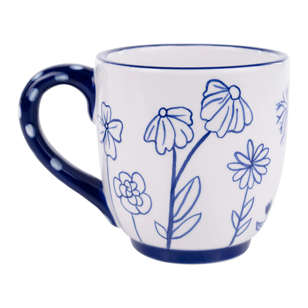 Blue &amp; White Flowers In The Garden Mug
